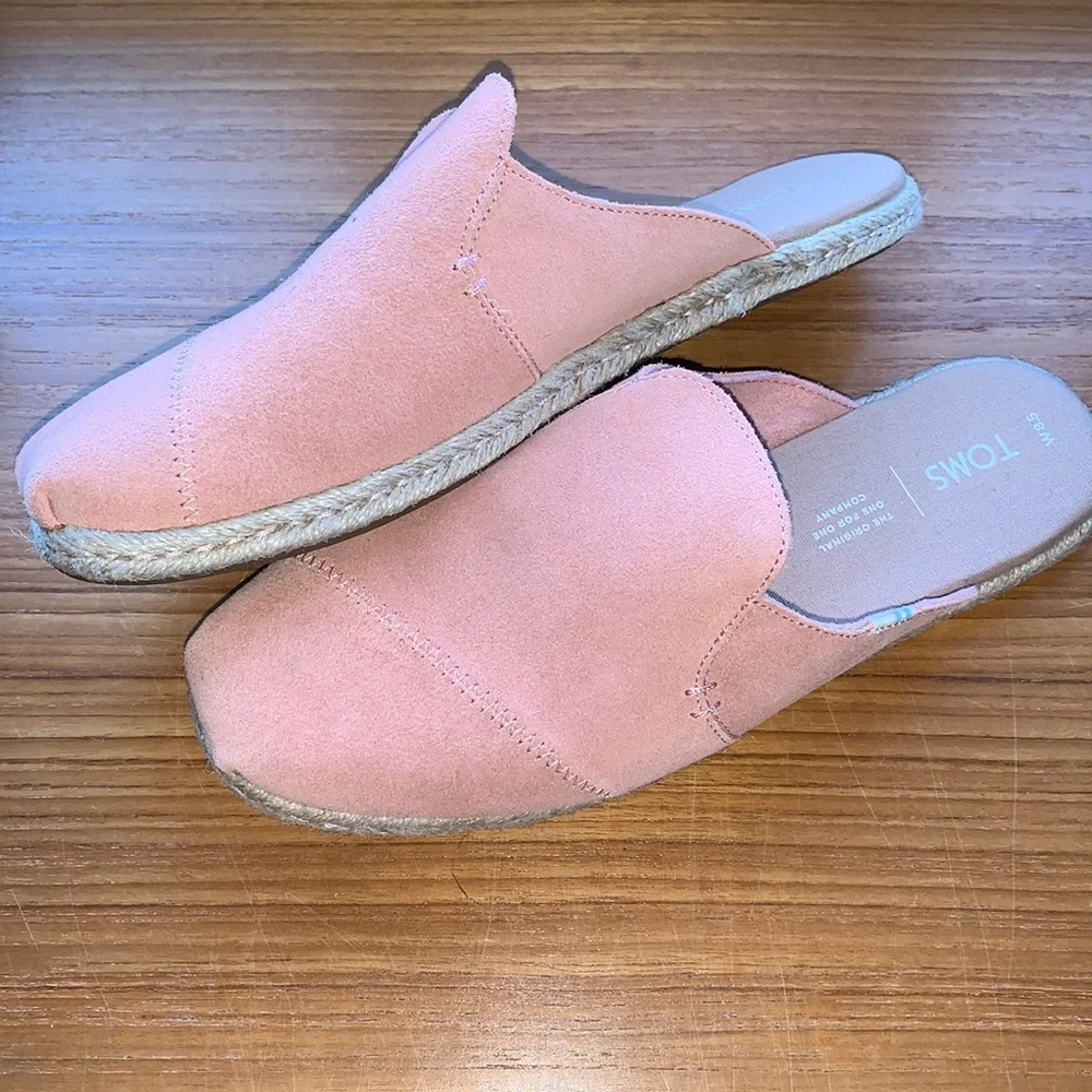 TOMS *brand New* Nova Leather Wrap Pink Coral slides - Picture 1 of 8